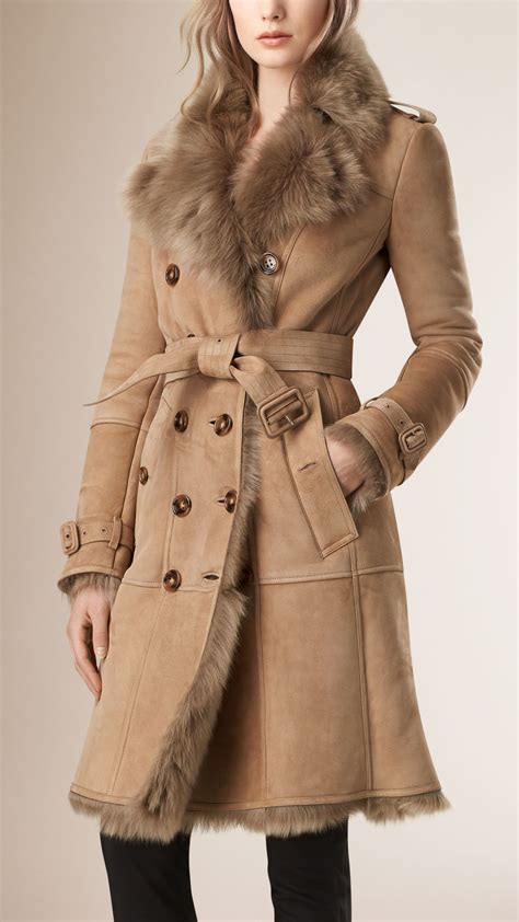 burberry fur coat|burberry women's coat.